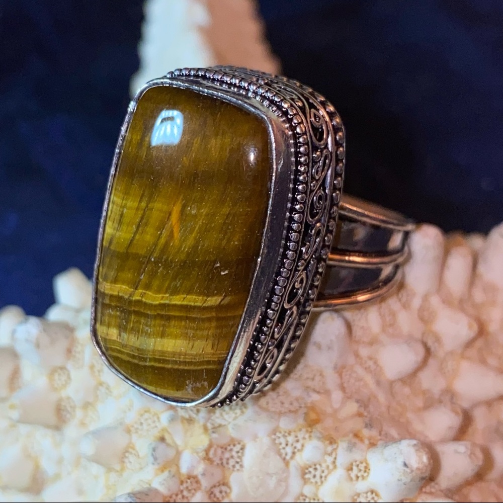 Tigers Eye Natural Gemstone statement ring